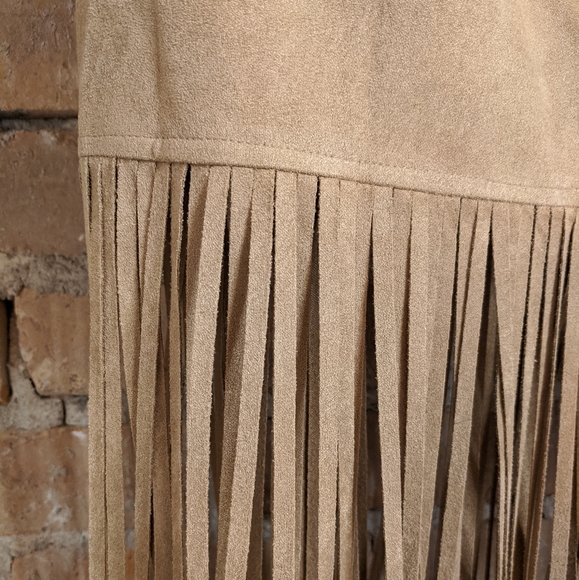 Faux suede Fringe Skirt - Picture 3 of 5